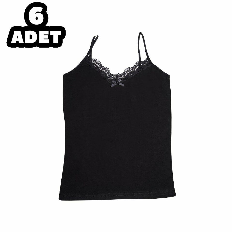 Kota 6037 Bayan İp Askılı Dantelli Atlet 6'lı