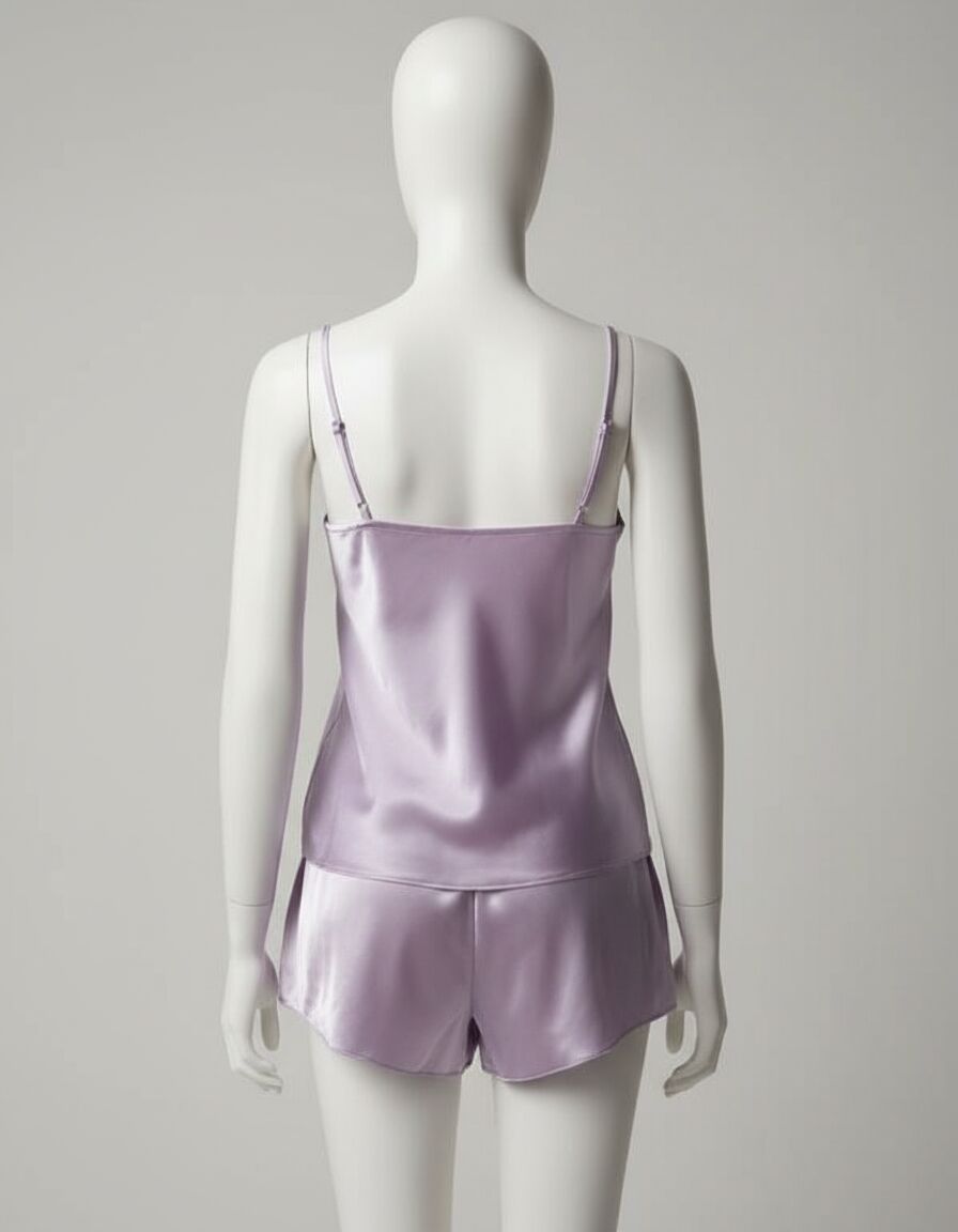 Arias Closet Lila İnce Askılı Saten Şortlu Takım