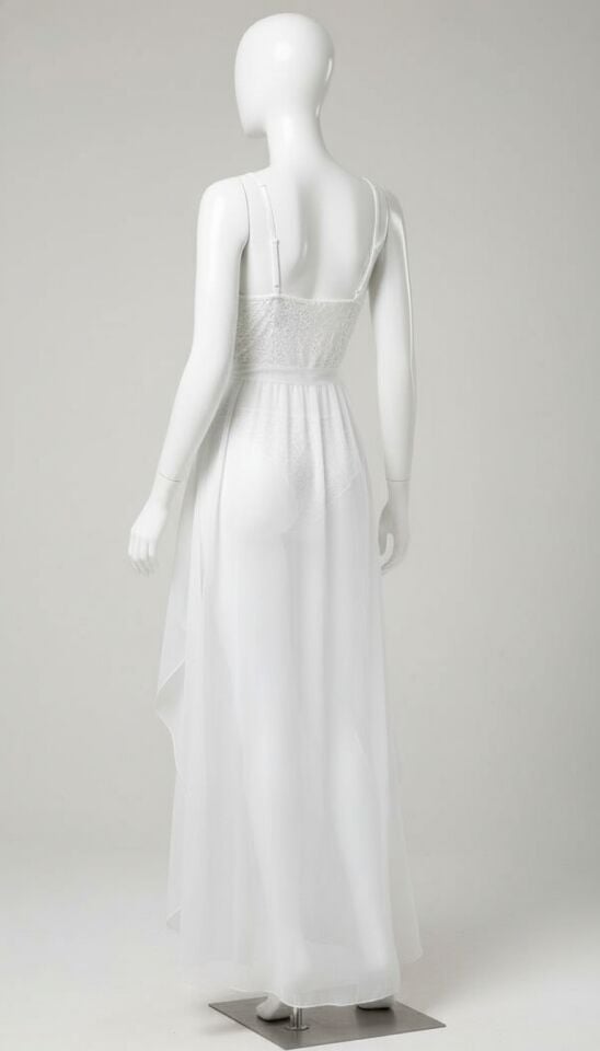 Arias Closet Beyaz Belden Bağlamalı Dantelli Body Gecelik