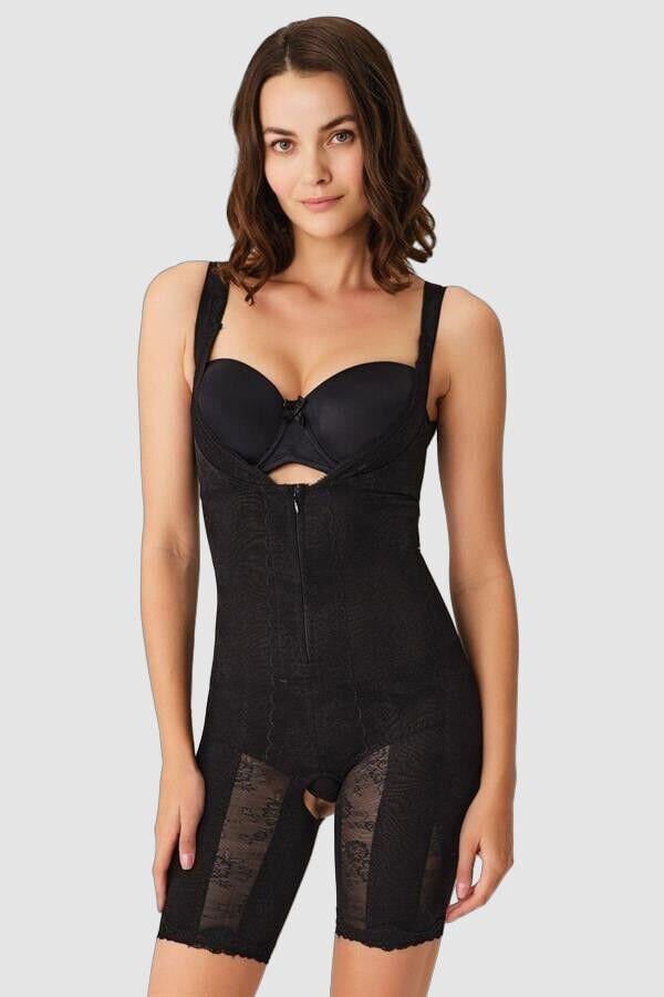 Arias Closet Toparlayıcı Vücut İnceltici Dikişli Fermuarlı Uzun Paca Altı Açık Sıkı Badi Korse