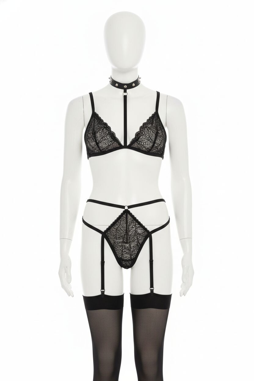 Arias Closet Siyah Bant Detaylı Fantezi Sütyenli Jartiyer Takımı