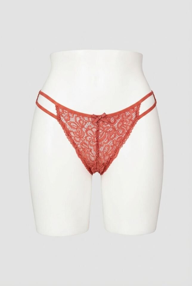 Kiremit Dantelli Arkası Açık Fantezi Külot