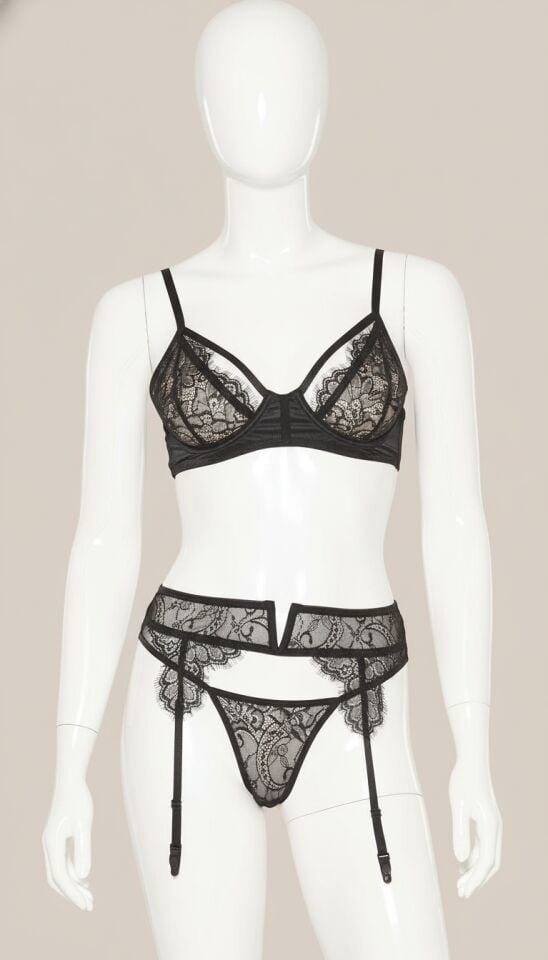 Arias Closet Siyah Dantelli Fantezi Jartiyer Takımı