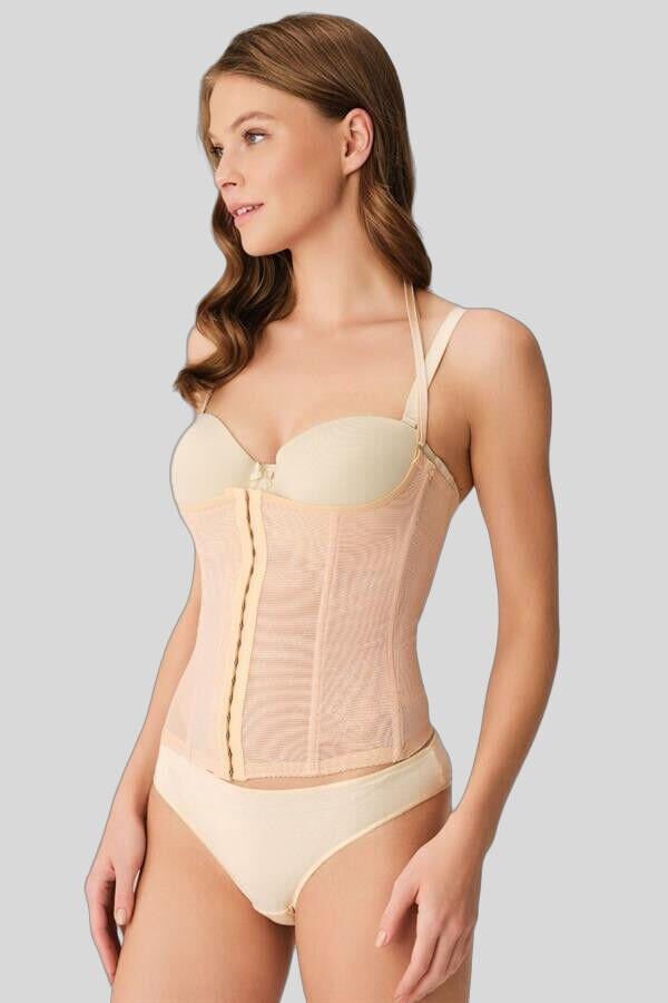 Kadın Toparlayıcı Bel İnceltici Dikişli Büyük Beden Kancalı Çıkabilen Askılı Sıkı Bel Korse