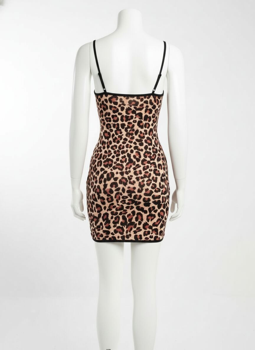 Arias Closet Leopar Desenli Sırt Dekolteli Fantezi Gecelik