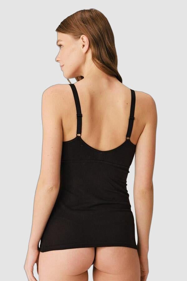 Modal Pamuklu Lohusa Önden Açılan Siyah Emzirme Atleti