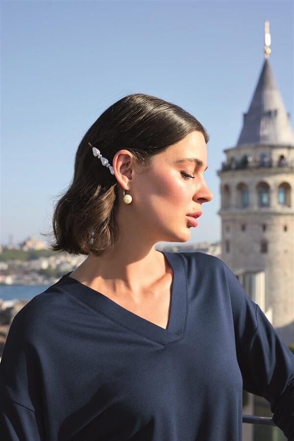 Arias Closet Yaprak Desenli Uzun Kollu V Yaka Pijama Takımı