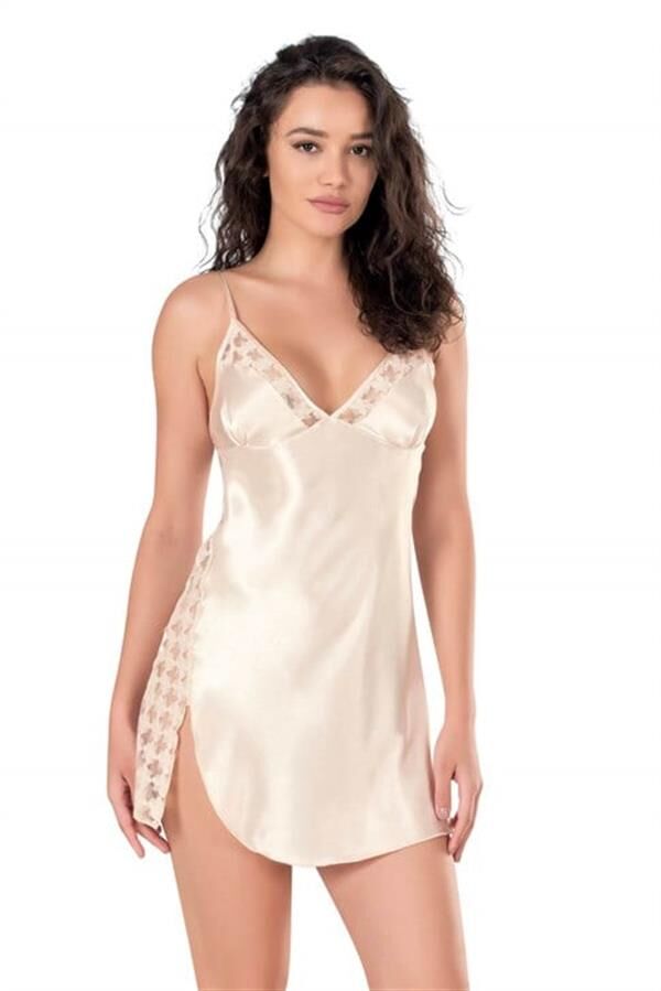 Arias Closet Fildişi Saten Gecelik 8117