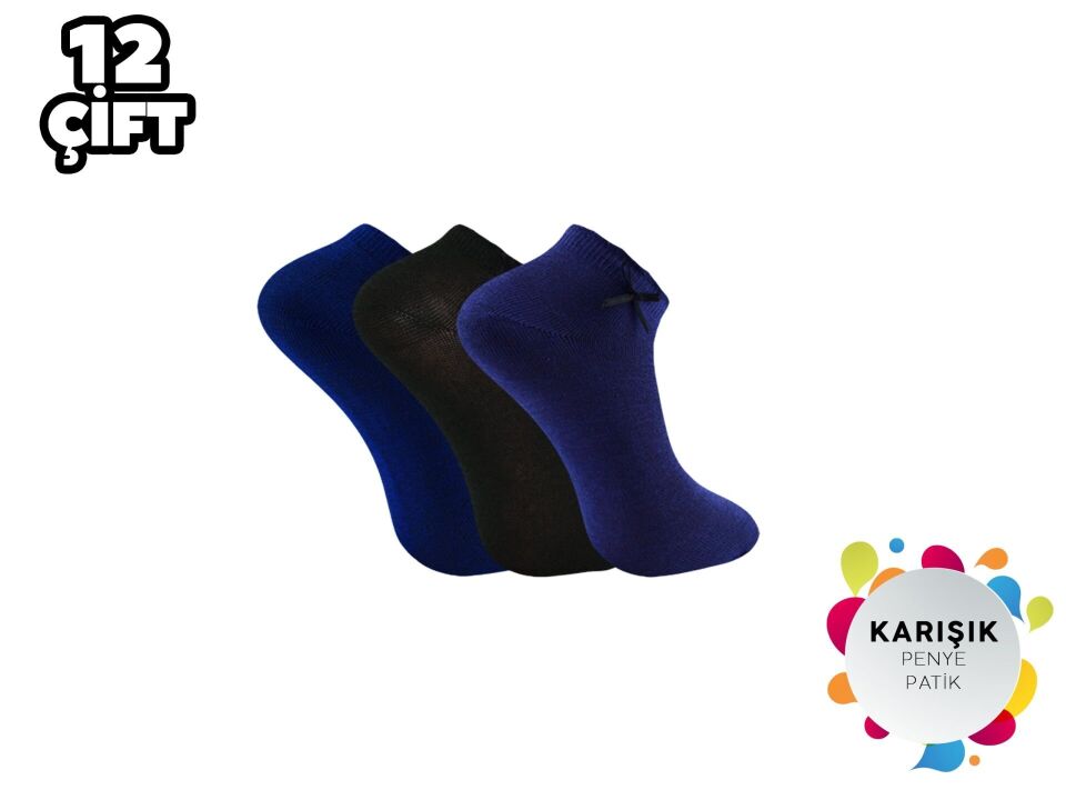 XGRİ POLO Kurdaleli Bayan Penye Patik Çorap 12'li