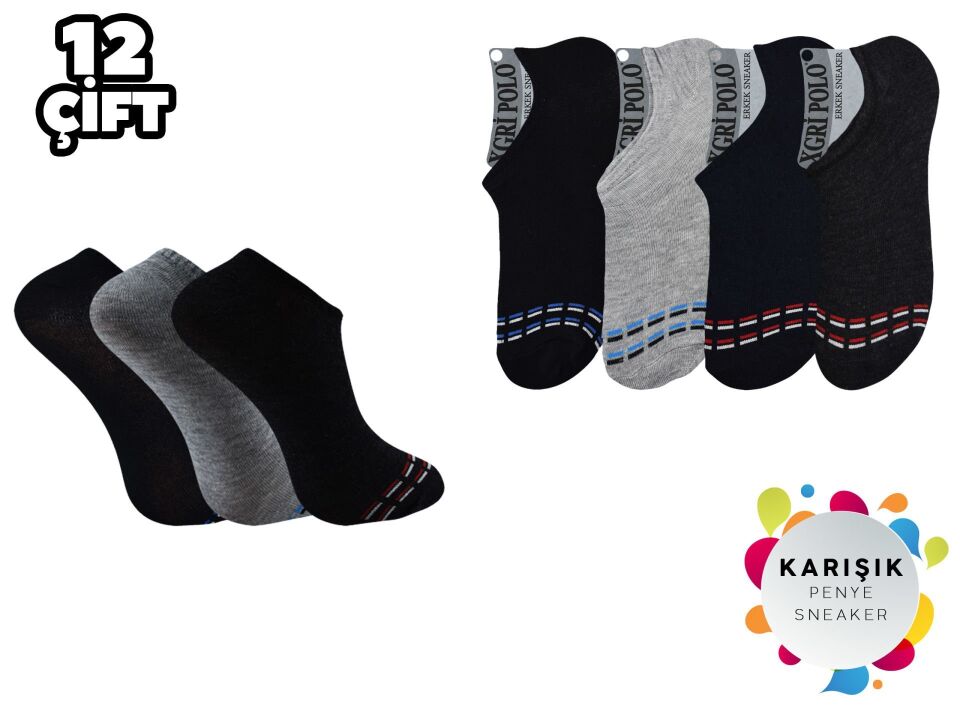 XGRİ POLO 15-3 Erkek Penye Sneakers 12'li