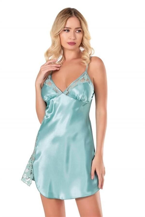Arias Closet Aqua Saten Gecelik 8117