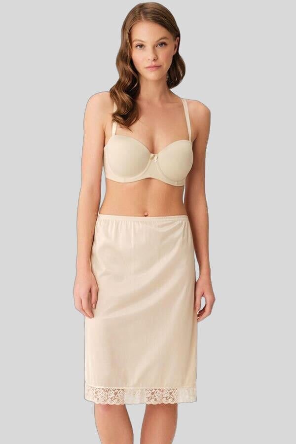 Kadın Polyamid Kumaşlı Dantelli Diz Altı Uzun Etek Altı Jüpon