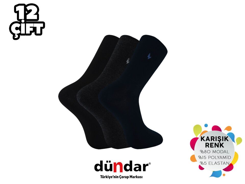 Dündar Dikişsiz Yıkamalı Kokulu Erkek Likralı Modal Çorap 12'li